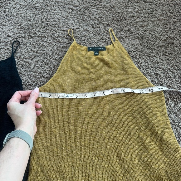 Banana Republic Linen Blend Sweater Knit Tank Top LOT OF 2 Tan Black XS - Picture 11 of 11